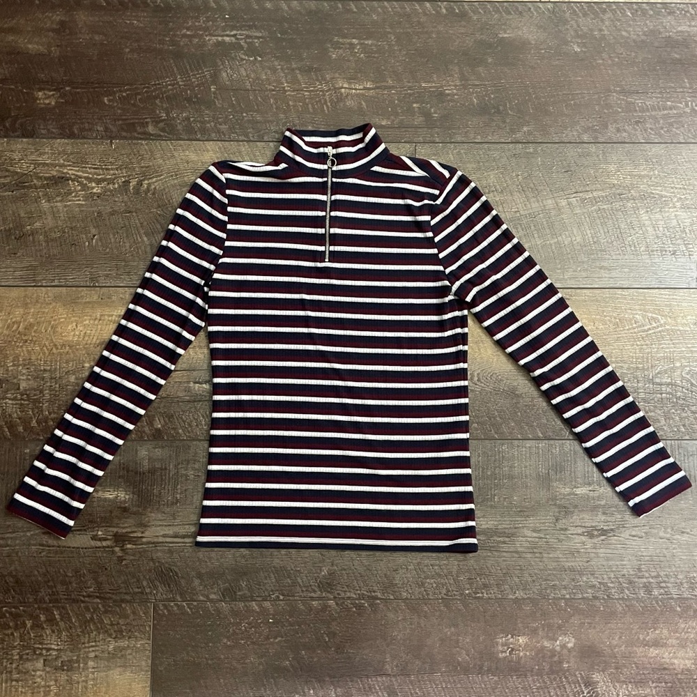 Jacqueline de Yong Striped Quarter Zip Sweater
